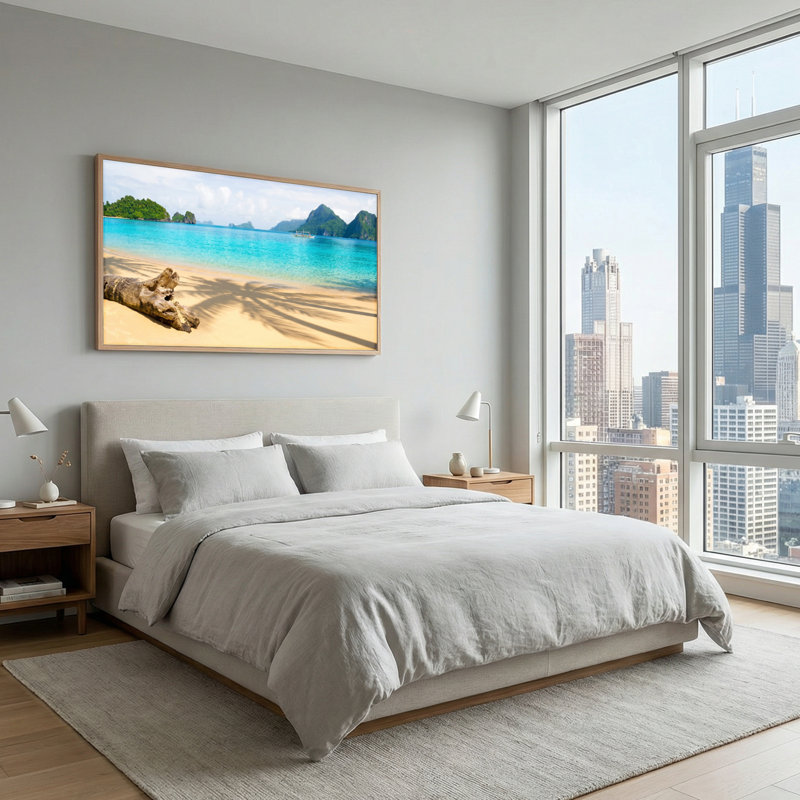 Ensemble de 1 tableau sur toile « Plage tropicale », L 48 po x H 24 po, Natural