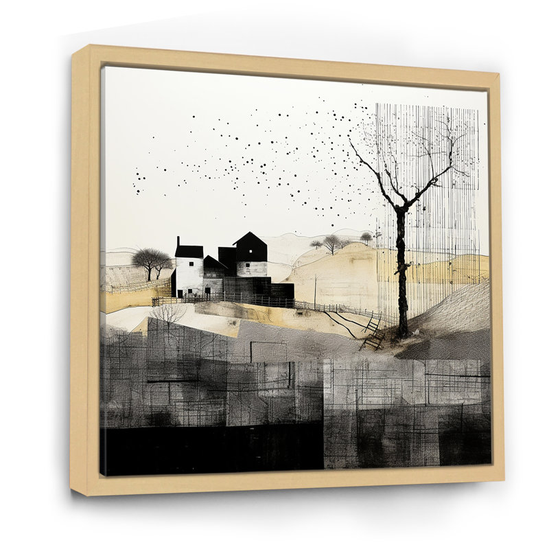 Minimalisme campagne noir et blanc I, H 24 po x l 24 po x P 1 po, Cadre naturel flottant