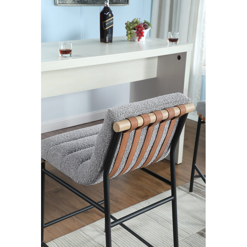 Chaise à hauteur de comptoir en tissu 17,75 po Lahni