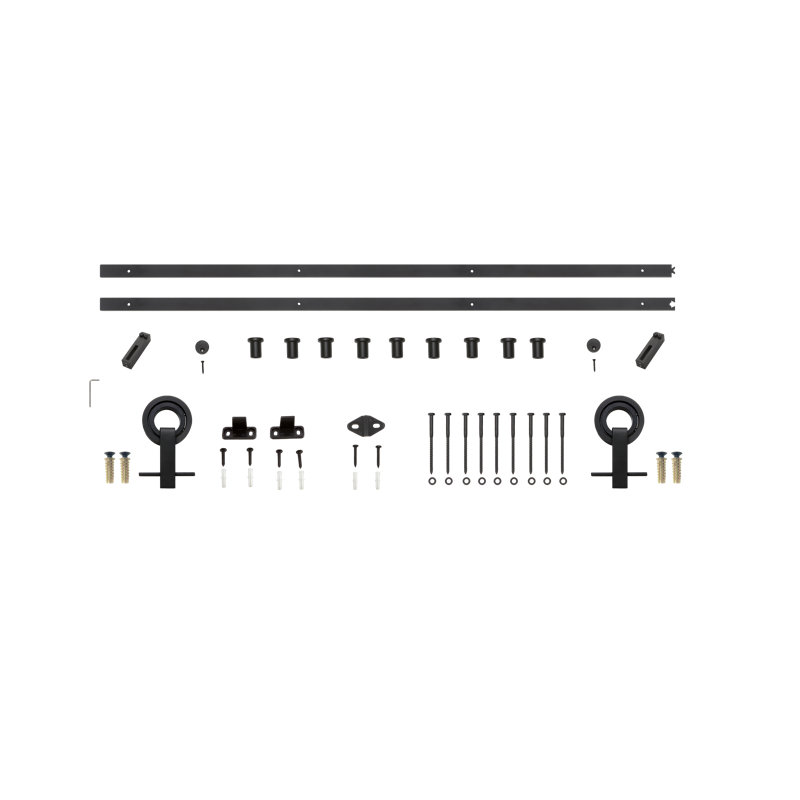 Black 60-Inch Heavy-Duty Metal Barn Door Hardware Kit