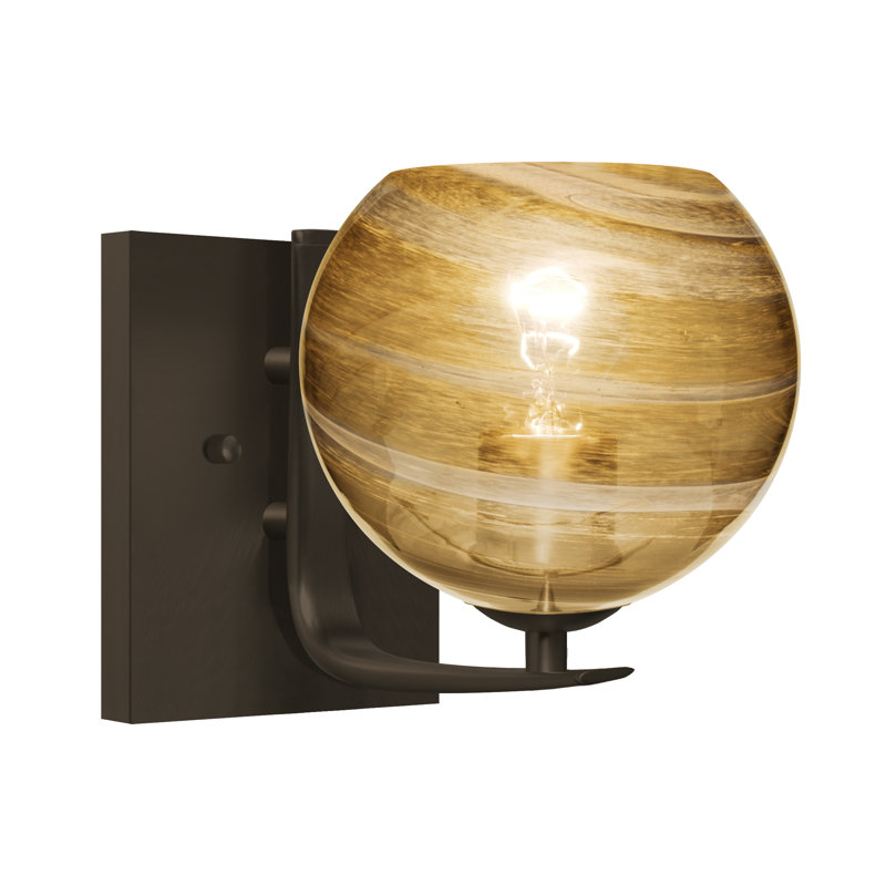 Applique pour salle de bain 1 lumières Ivers, Nickel satiné, Vapeur ambrée