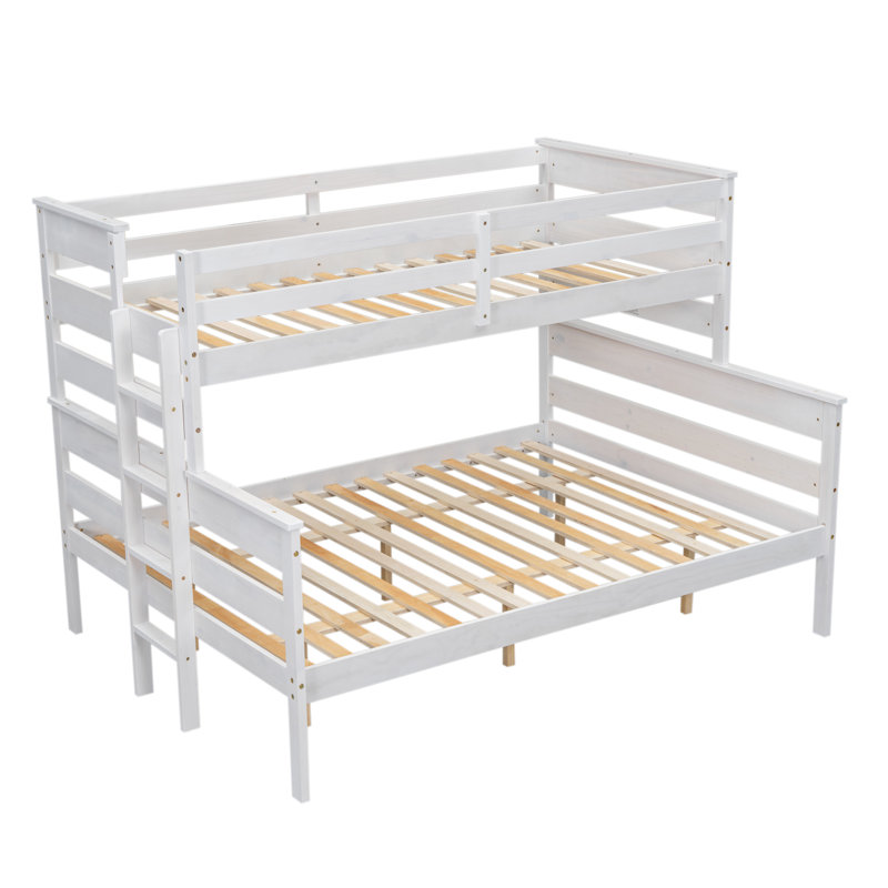 Lit superposé en bois avec échelle, Blanc, Simple sur grand