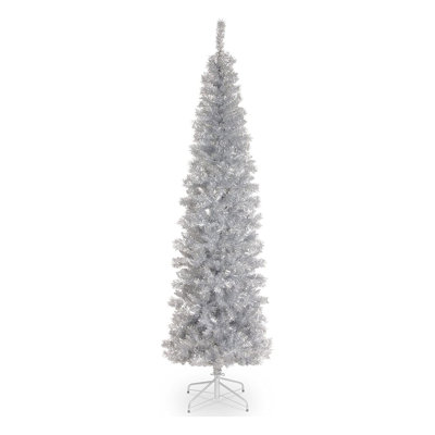 National Tree Company 6 Foot Holiday Tinsel Christmas Tree & Colour String Lights