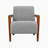 Jules 28.5" Mid Century Accent Chair with Chenille Fabric Upholstery, Chestnut Solid Wood Arms, Dacron Wrapped Foam Seating-1803664175