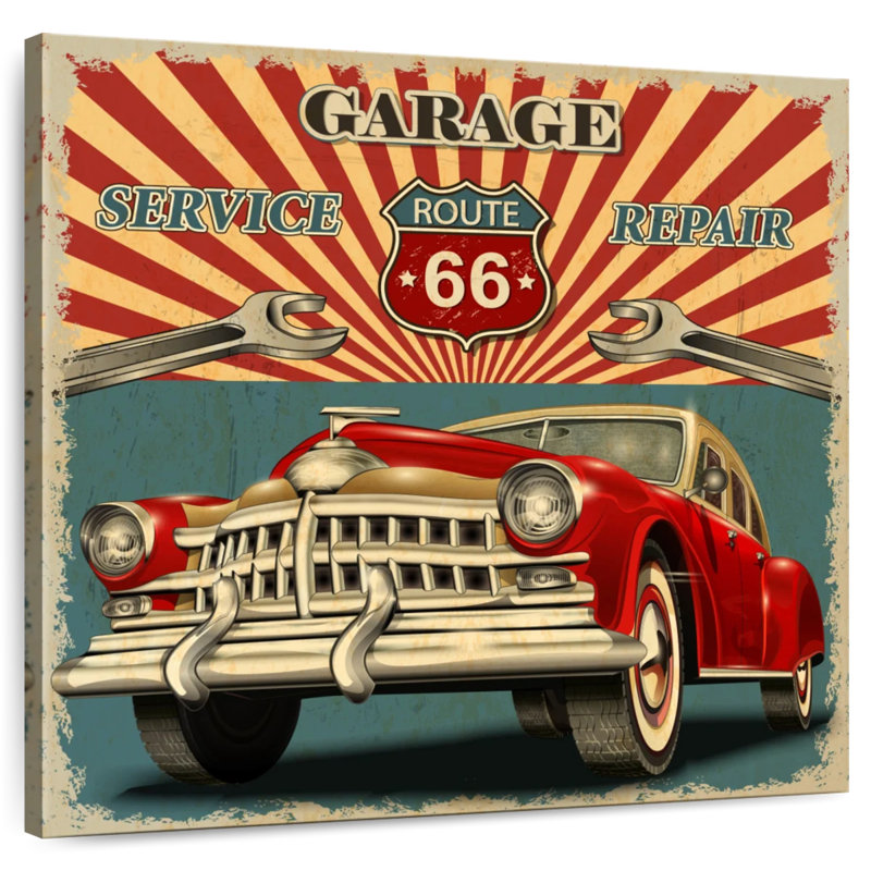Mehar Route 66 Retro Car, 36" H x 36" W