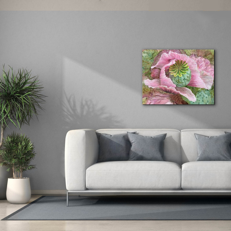Art mural sur toile Red Barrel Studio® «Pink Poppy Organica» par Carol Cavalaris, H 26 po x l 34 po x P 1,5 po
