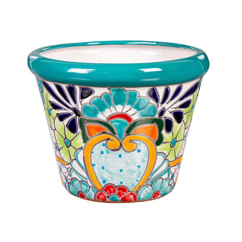 Talavera Planter Green Large, 7.50" H x 9.50" W x 9.50" D