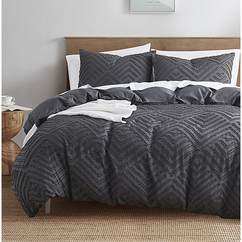 Soft All-Season Duvet Cover Set with Comforter Insert and Shams, Gray, King