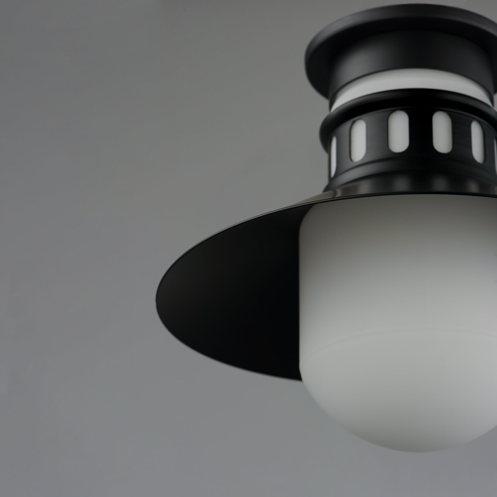 Round Outdoor Semi-Flush Mount, Black