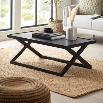 Solid Wood Cross Legs Coffee Table