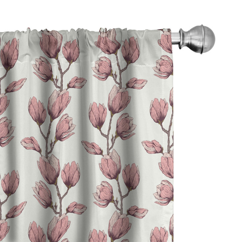 Floral Semi-Sheer Rod Pocket Curtain Panels, 28" x 63"
