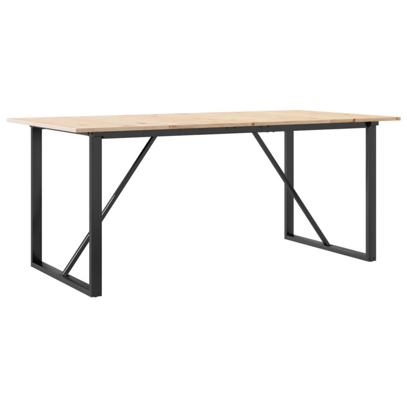 Solid Wood Top Dining Table, 75cm H x 180cm W x 90cm D