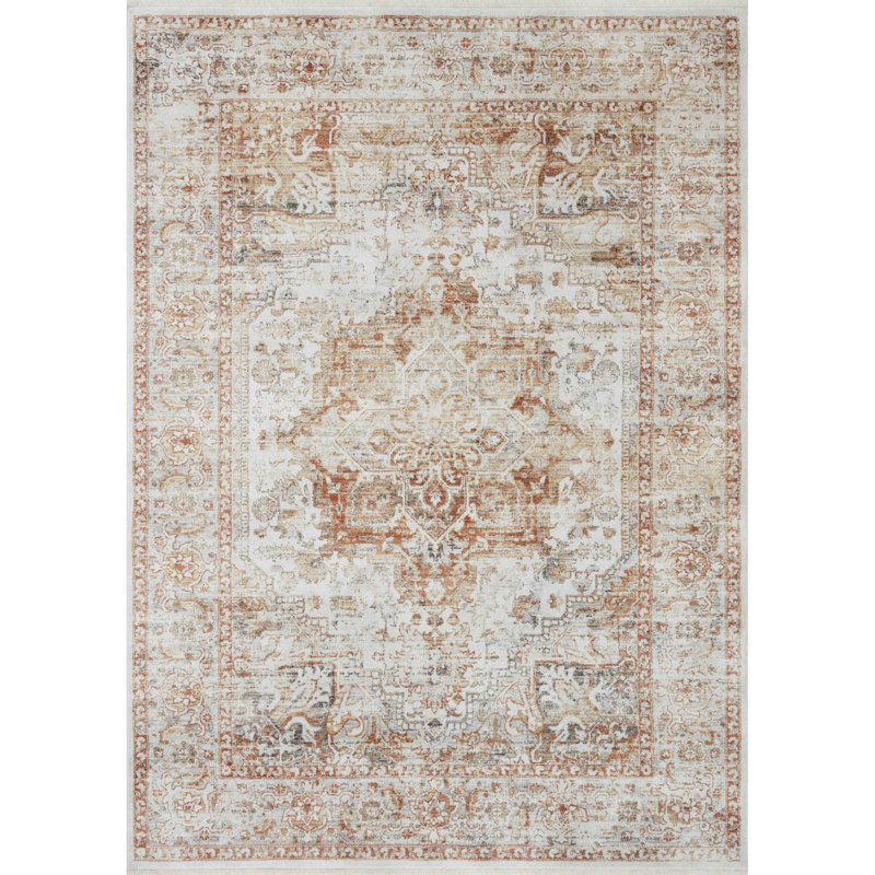 Ivory Sunset Rectangular Synthetic Rug 5'3" x 7'6"