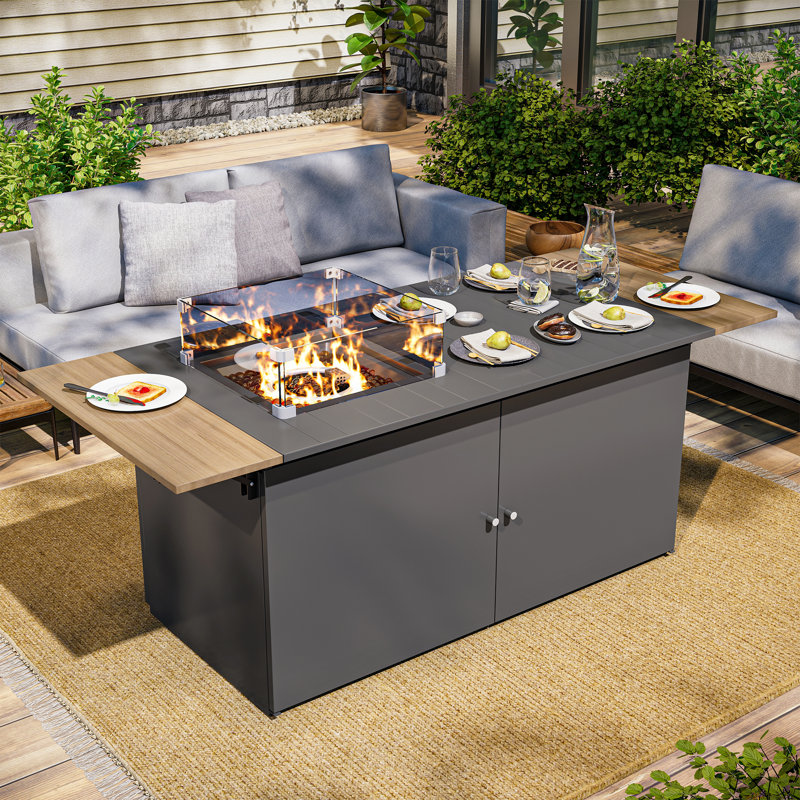 Foyer de table extensible au propane de 25 po H x 64 po, 55 000 BTU, Noir