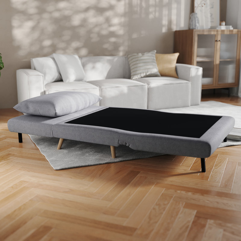 Convertible Tri-Fold Sleeper Chair with Pillow, Channel Stitching, and Hideaway Legs, Light Gray