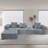 Modular Sectional Sofa Light Grey Couches 4 Seat Modular Foam Sectional Couches For Living Room With 1 Ottoman, Cloud Couch With Oversized Chaise-942863255