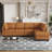 Faux Leather L-Shaped Modular Sectional Sofa-75756249-75756246