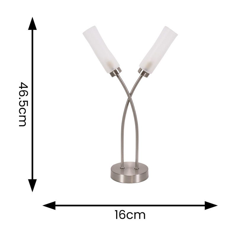 Aaniyah 2 Way Curved Cross Over Reed Shaded Table Lamp, Brushed Chrome, No
