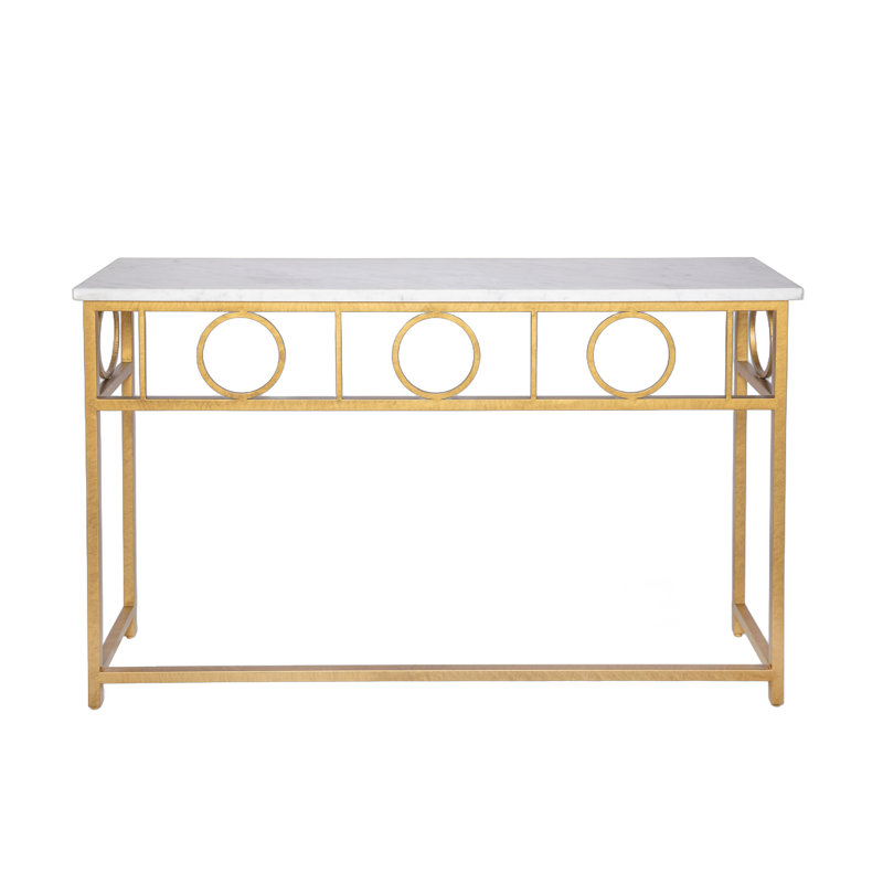 Hampton Console Table, Carrera Marble, Royal Gold