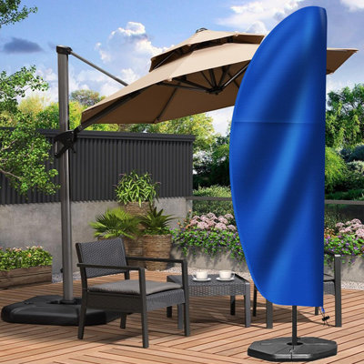 Cantilever Umbrella Cover 9FT To 14FT Waterproof With Sturdy Zipper, Patio Umbrella Covers For Outdoor Umbrellas, Offset Hanging Parasol Cover 420D Ox
