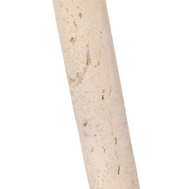 Decorative Round Glass Magnifying Glass Object with Travertine Handle for Home Decor - Sculptural Figurine Accent for Decorations for Living Room - Tan