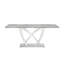 Table de salle à manger en marbre pour 6 personnes, table de salle à manger rectangulaire en faux marbre 70 po avec base en acier inoxydable à finition miroir, table de cuisine moderne en marbre de grande taille (argent, gris) (table seulement)-347192944