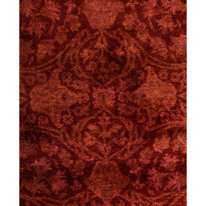 Overdyed Hand-Knotted Wool Modern-Contemporary Red Area Rug 3' 1" x 5' 3"