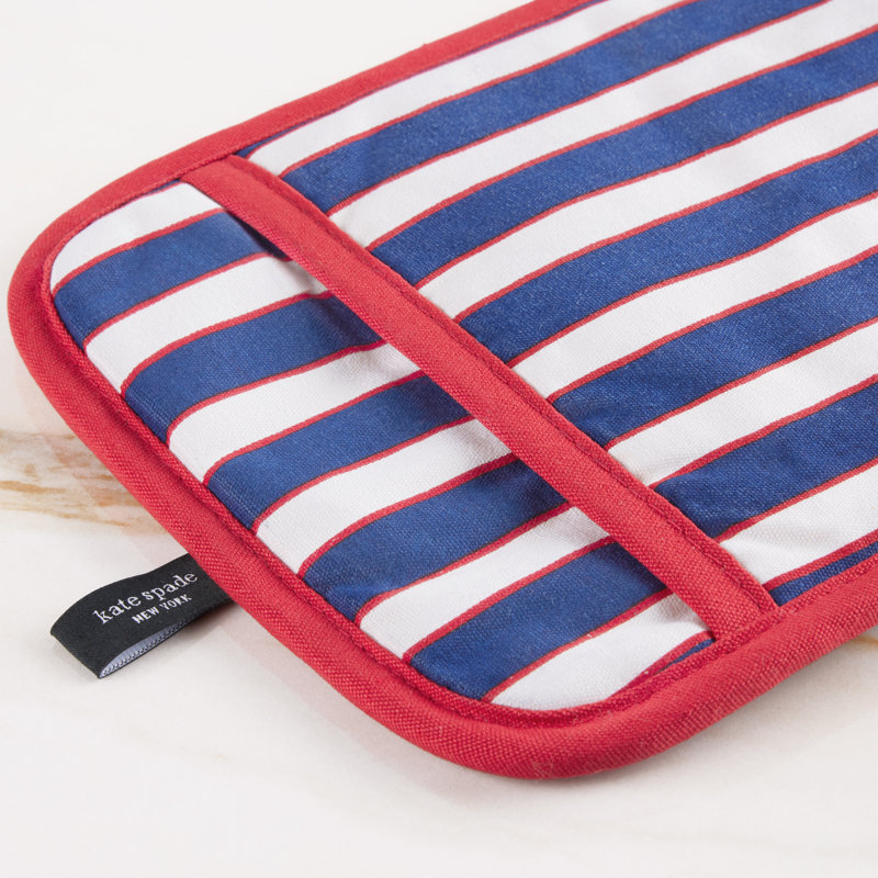 Botanical Stripe Potholder Set, Blue