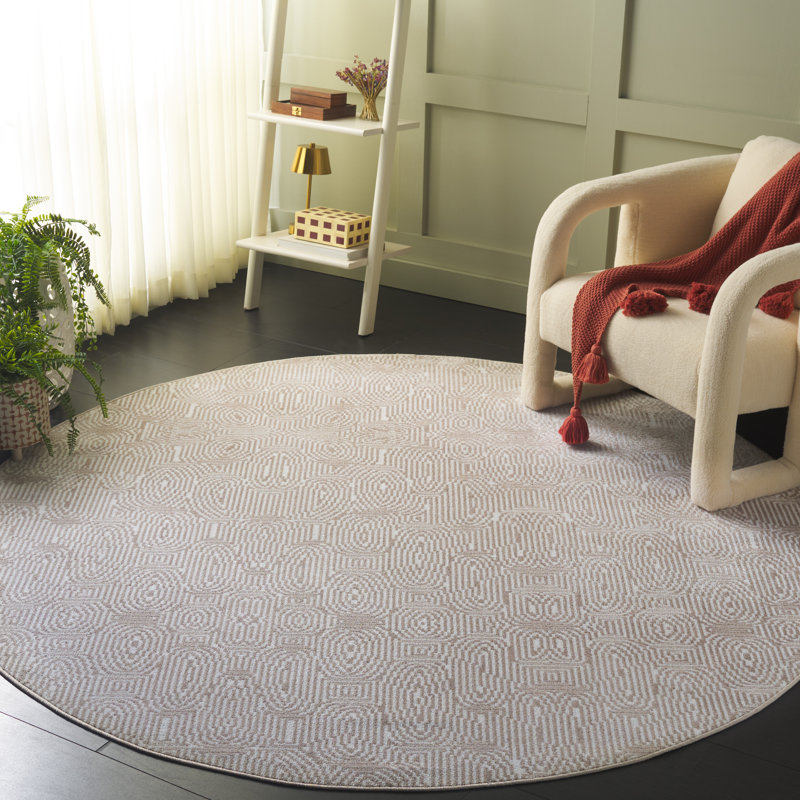 Tapis abstrait lavable à la machine Granillo, Rond 6 pi 7 po