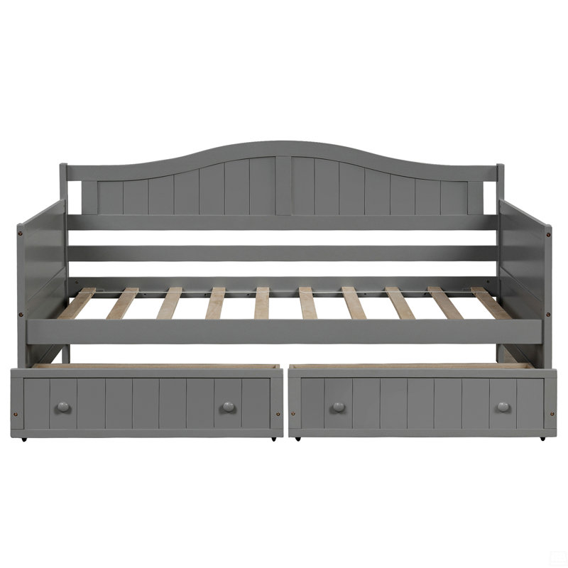 Lit de jour simple en bois avec 2 tiroirs, aucun sommier nécessaire