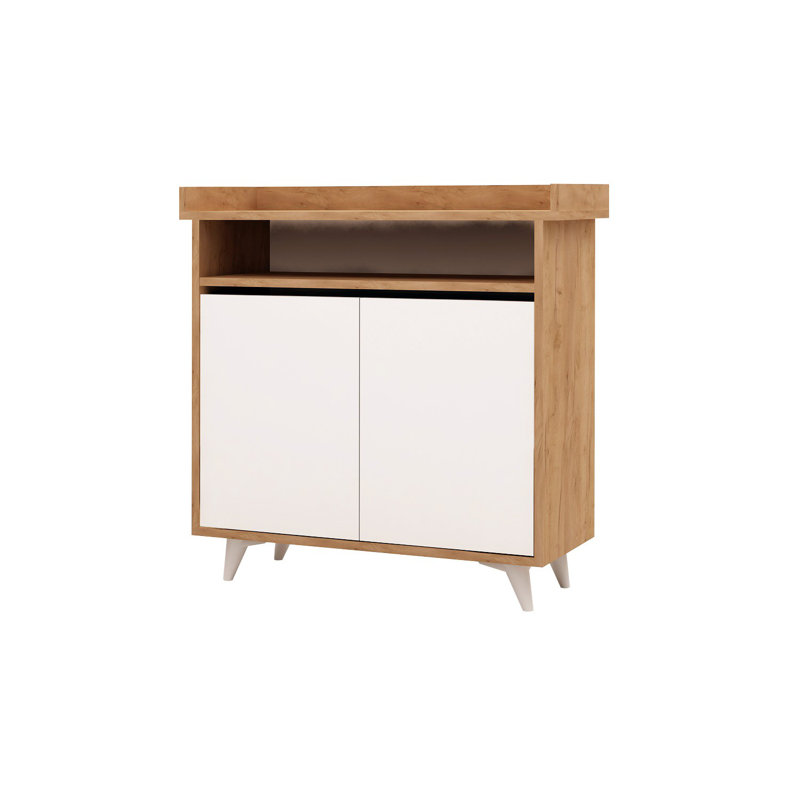 8 Pair Shoe Storage Cabinet, Oak/White