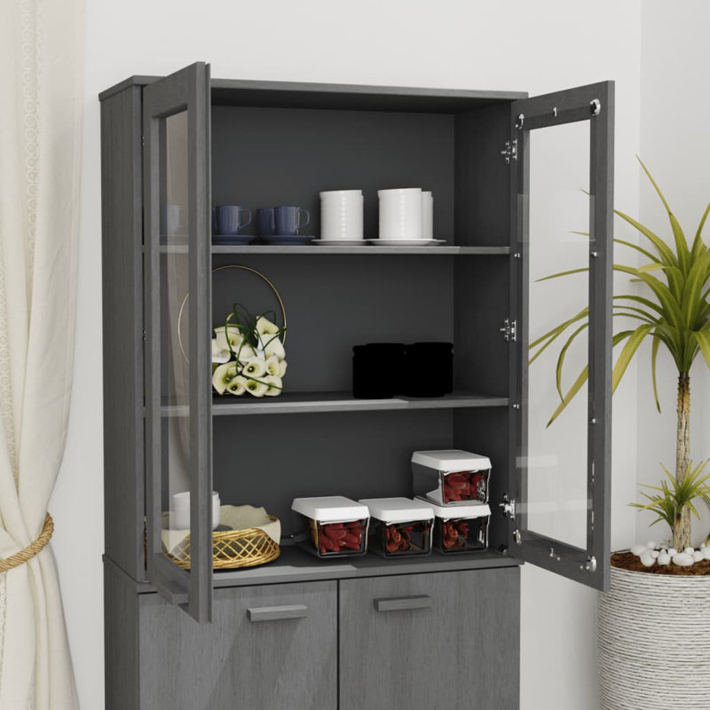 Guilian 85cm Solid Wood Sideboard, Dark Grey