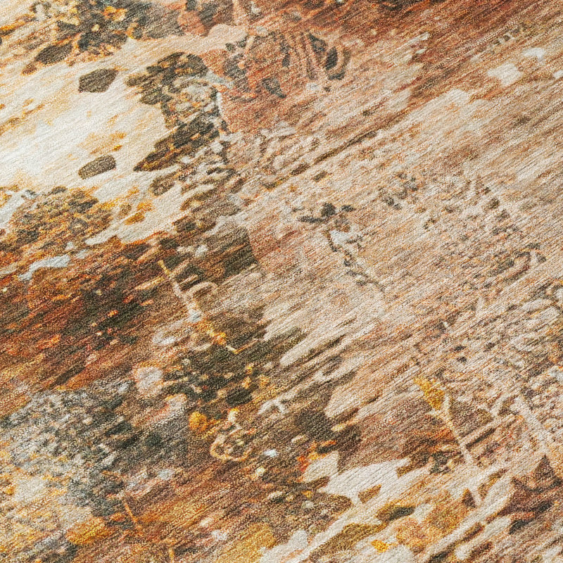 Machine Washable Indoor/Outdoor Chantille ACN2874 Abstract Rug, Paprika, 9' x 12'