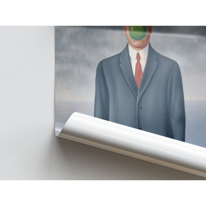 Surreal 3D Canvas Print of The Son of Man - Personalized Baby Gift Poster, 80 cm H x 110 cm W, White Floater Framed