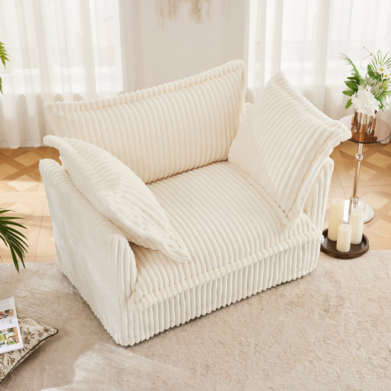 Elegant Deep Seat Armchair With Corduroy Fabric And Convenient Side Pockets For Storage Modern Breathable A Relaxing Experience