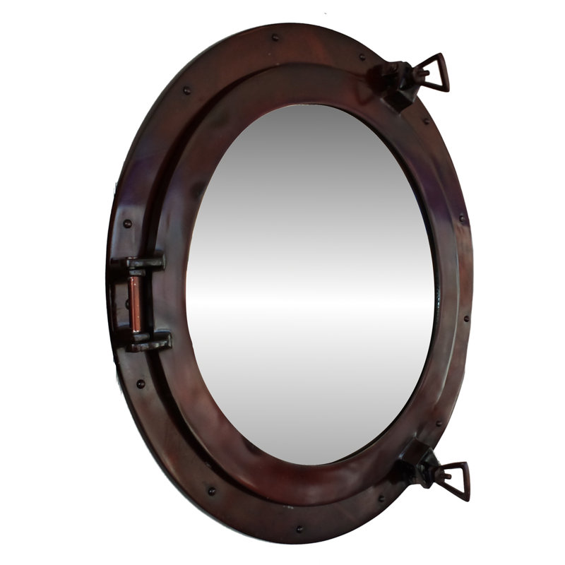 Metal Wall Mirror, 20" H x 20" W, Antique Copper