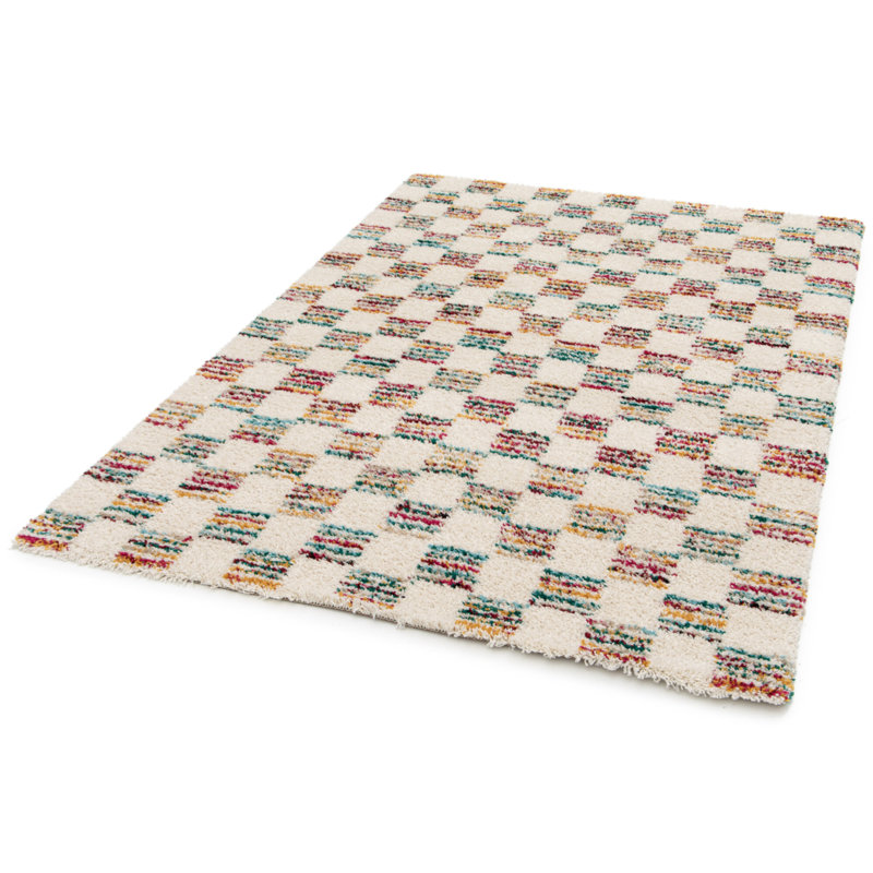 Machine Woven Rug, Chequered Shaggy Rug, Rectangle 200 x 290 cm