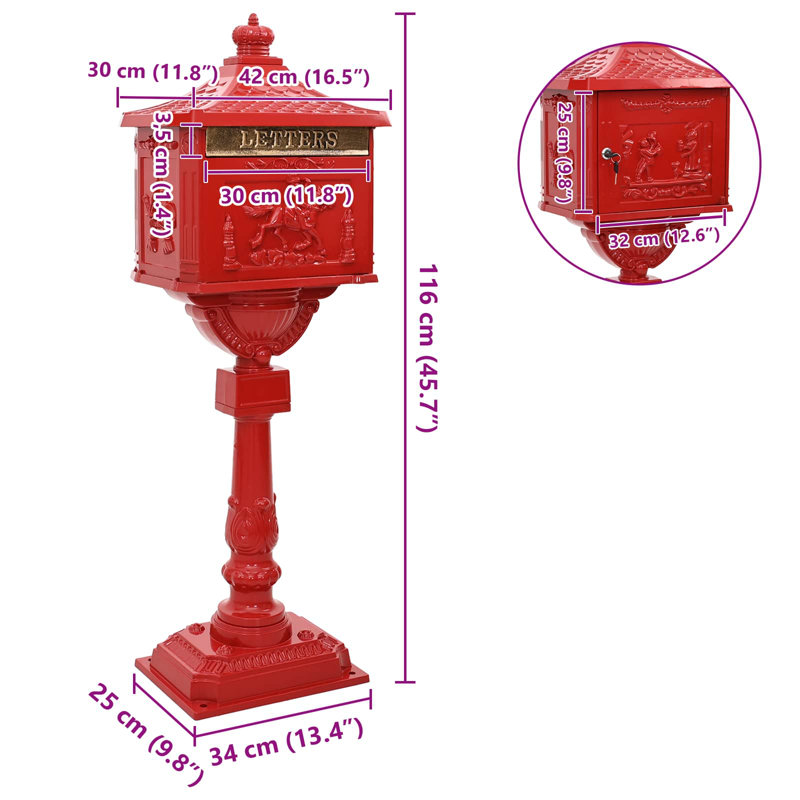 Cast Aluminum Drop Box, Red