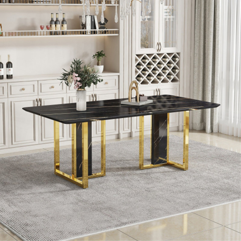 Table de salle à manger luxueuse à motif noir
