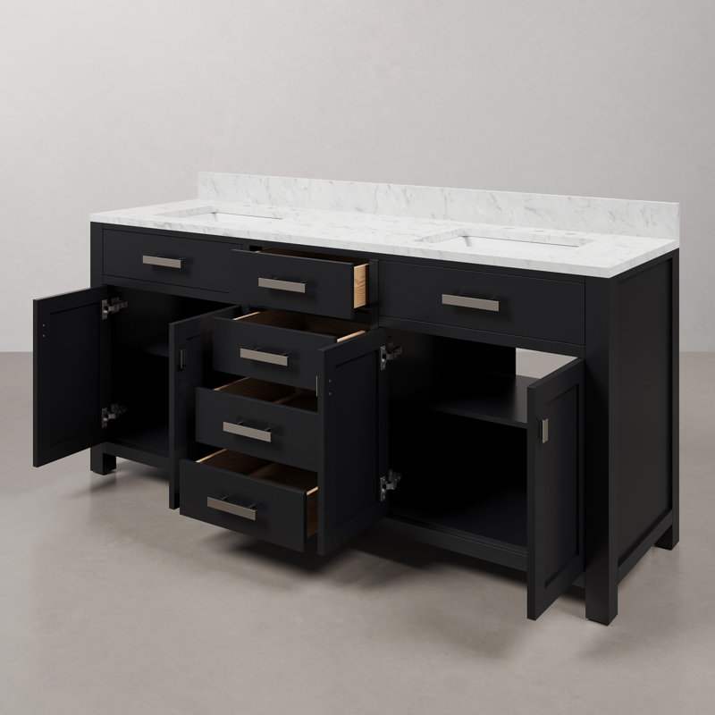 Ensemble de meuble-lavabo double 72 po Minnetrista, Espresso, Chrome