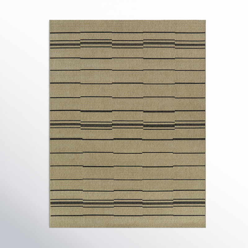 Tapis rayé intérieur / extérieur Veda, Rectangle 7 pi 10 po x 10 pi