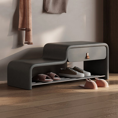 31.5in Leather Shoe Bench