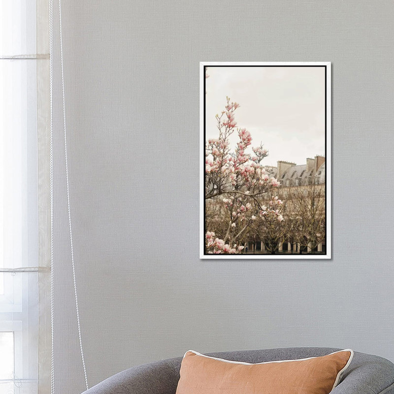 Paris Spring View - Print on Canvas, 66.04cm H x 45.72cm W x 3.81cm D, White Framed