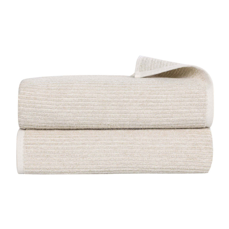  Ensemble de draps de bain en mélange de coton et de viscose - Conception nervurée texturée - Séchage rapide, Beige
