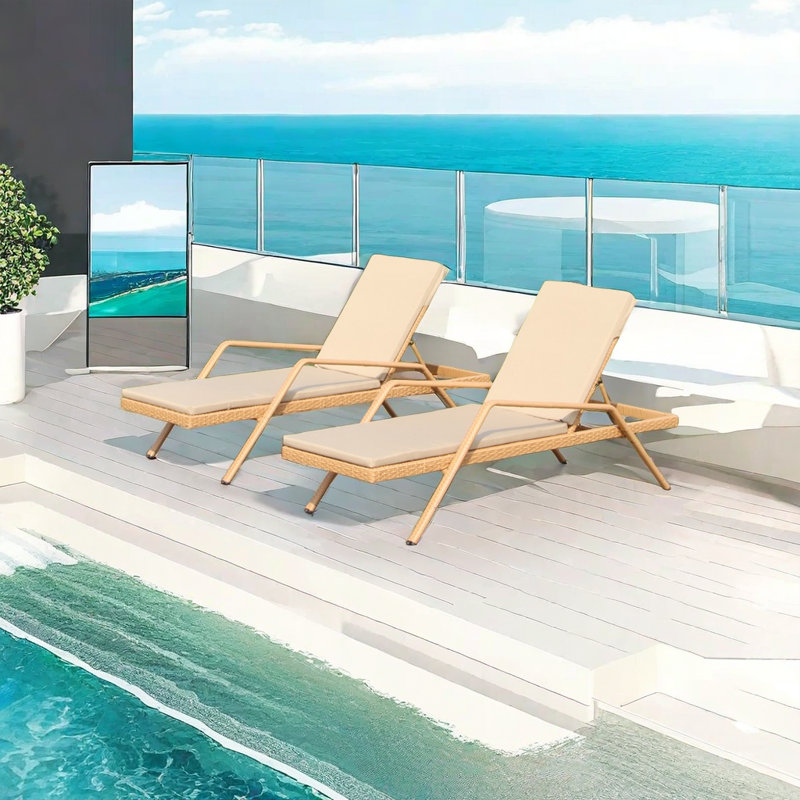 Chaise longue réglable en rotin pour l'extérieur