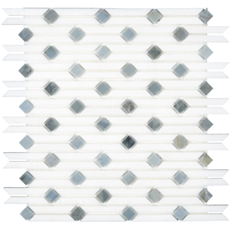Carrelage mosaïque blanc/bleu en carreaux de taille aléatoire en marbre Rockwall