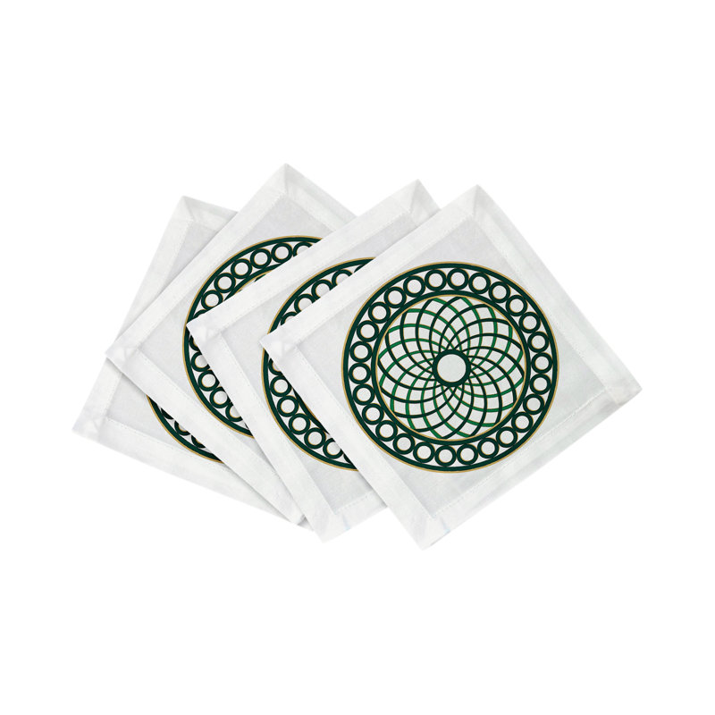 Timothy Corrigan Treillage Cotton Sateen Cocktail Napkins, Green