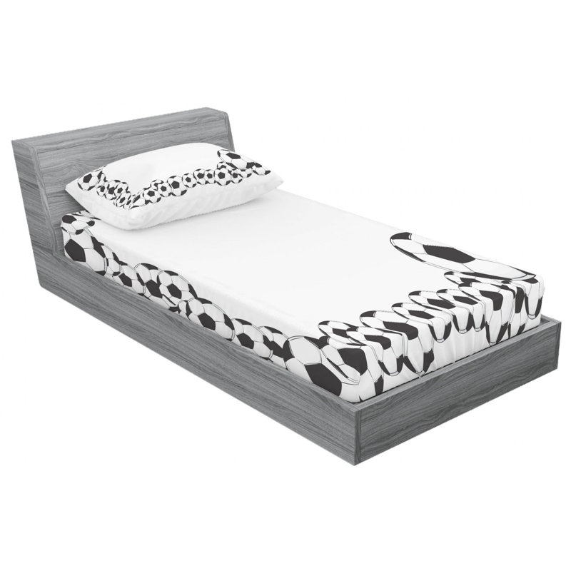 Soccer Microfiber Patterned Sheet Set, Twin Sheet Set + Fitted Sheet + 1 Pillowcase