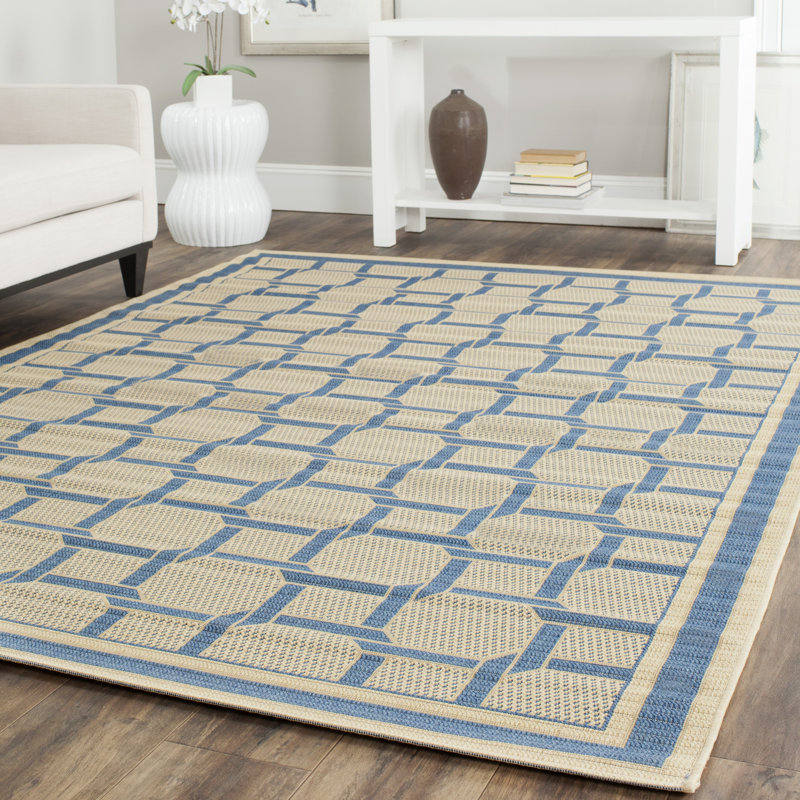 Bleu géométrique Tapis décoratif, Rectangle 5 pi 3 po x 7 pi 7 po