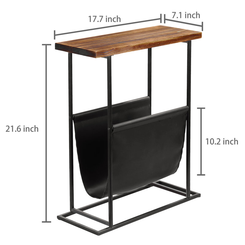Solid Wood Top End Table, Dark Brown